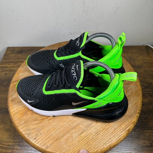 Nike Air Max 270 Black Neon Green Running Shoes Size 8.5 943345-021 - Picture 4 of 8